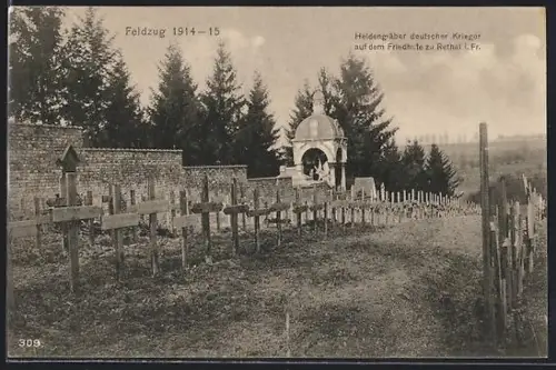 AK Rethel, Cimetière militaire allemand de la campagne 1914-15