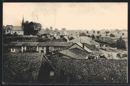 AK Condé les Autry, Vue sur le village avec l`église et les toits en tuiles