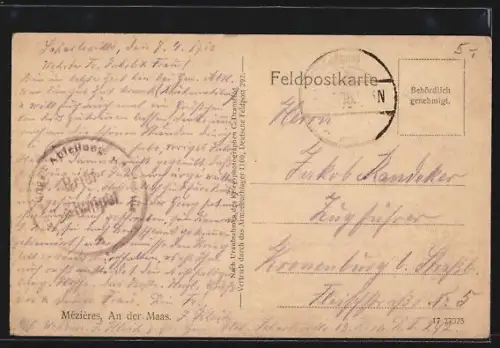 AK Mézières, Vue sur la rivière et le pont sur la Meuse