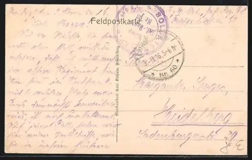 AK Mouzon, Vue sur le pont et l`église avec deux flèches