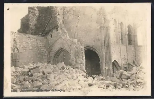 Foto-AK Cernay, Ruines de l`église après la guerre