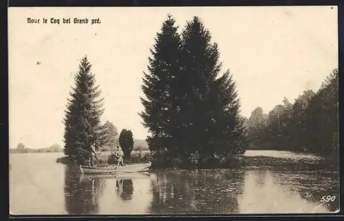 AK Nove le Coq, Le Grand Pré avec canot sur l`étang