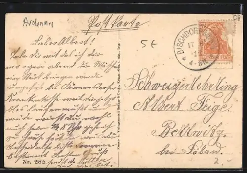 AK Rethel, Vue des ruines avec église et passants