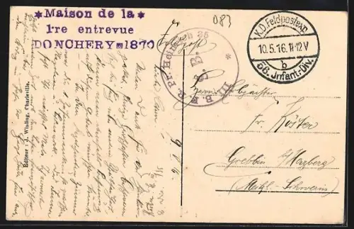 AK Donchery, Maison du Tisserand, lieu de l`entrevue de Napoléon III et Bismarck pour la capitulation de Sedan