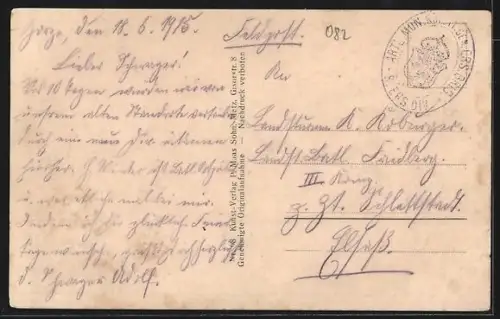 AK Apremont, Après la bataille, maisons endommagées sur une rue déserte