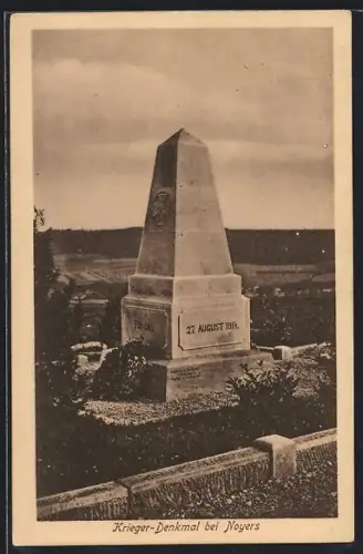AK Noyers, Monument aux combattants du 27 août 1914