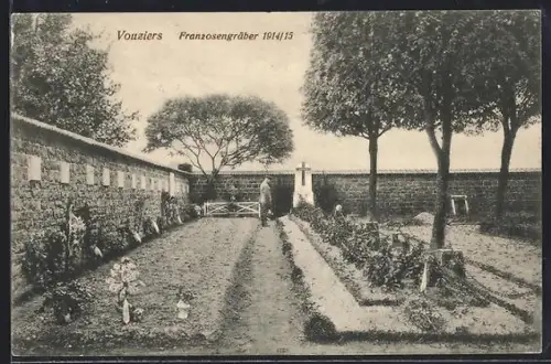 AK Vouziers, Franzosengräber 1914/15