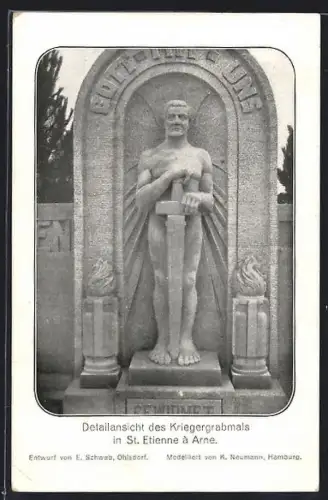 AK St. Etienne à Arne, Détail du monument commémoratif de guerre