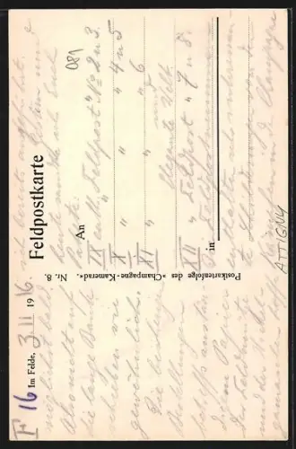 AK Attigny, Vue de la porte d`entrée avec horloge et bâtiments adjacents