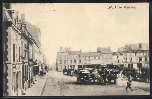 AK Vouziers, Scène de marché animé sur la place principale