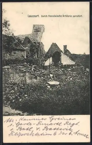 AK Laucourt, Détruit par l`artillerie francaise