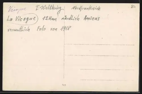 AK La Vicogne, Ruines du portail gothique après la guerre