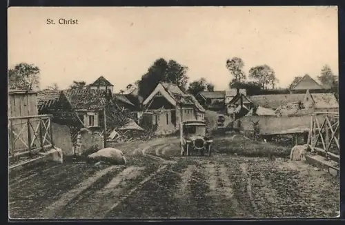 AK St. Christ, Vue du village avec voiture sur le chemin de campagne
