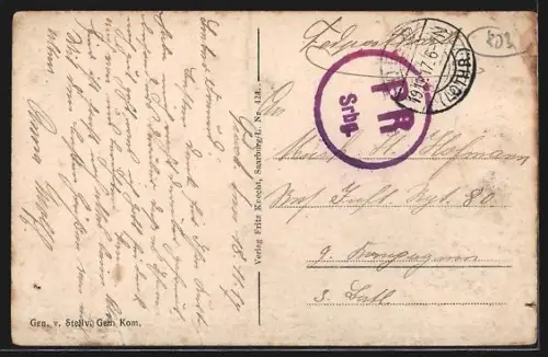 AK Fricourt, Vue de l`église et des bâtiments adjacents