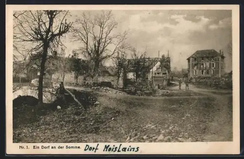 AK Moislains /Somme, Un village détruit près de la Somme après les combats de 1915