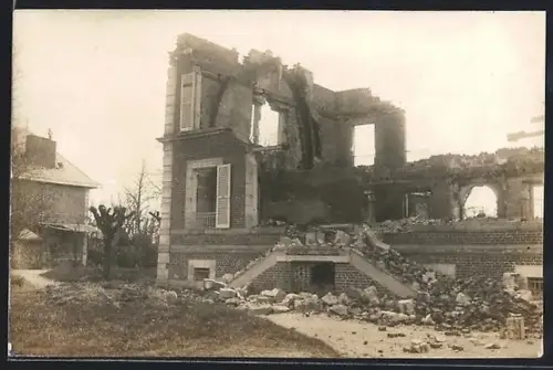 Foto-AK Champien, Château en ruines après l`assaut du 29.9.1914