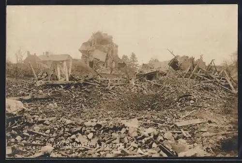 AK Mont-Saint-Quentin, Village dévasté après les destructions de 1917