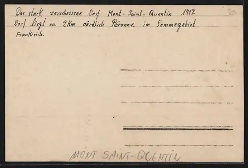 AK Mont-Saint-Quentin, Village dévasté après les destructions de 1917
