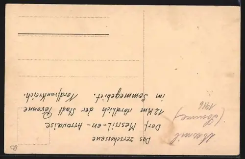 Foto-AK Mesnil-en-Arrouaise, Rue détruite après la bataille, témoins de la Grande Guerre