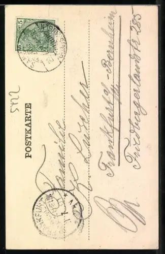 AK St. Goarshausen, Burg Katz mit Café Wilh. Heck