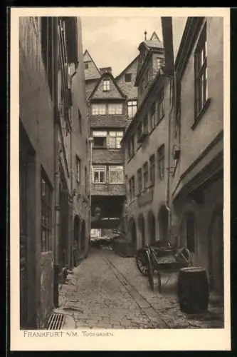 AK Alt-Frankfurt, M., Tuchgaden mit Karren
