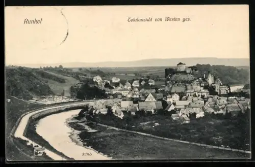 AK Runkel, Totalansicht von Westen gesehen