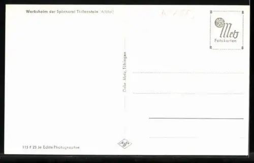 AK Tiefenstein /Albtal, Werkheim der Spinnerei