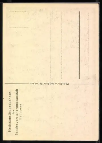 AK Soltau, Stübeckshorn, Heilstätte der Landesversicherungsanstalt Hannover, Leute im Garten