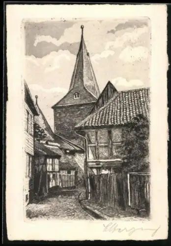 Künstler-AK Goslar a. Harz, Strassenpartie am Breiten Tor