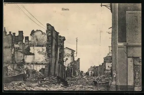AK Étain, Vue des ruines après les destructions