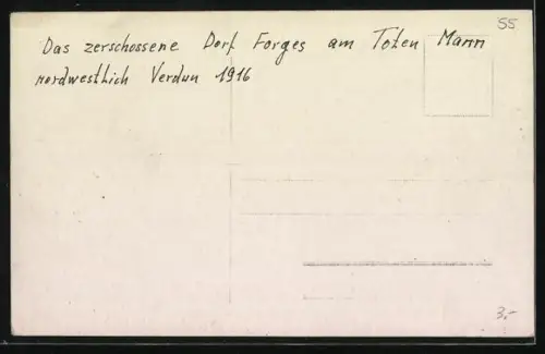 Foto-AK Forges, Village détruit au nord-ouest de Verdun pendant la guerre