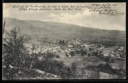 AK Thilot, Vue sur le village et la Combreshöhe où se jouaient de violents combats récents