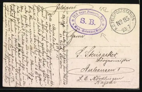 AK Thilot, Vue sur le village et la Combreshöhe où se jouaient de violents combats récents