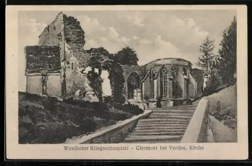 AK Clermont /Verdun, Église détruite