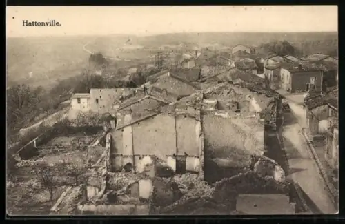 AK Hattonville, Vue des ruines du village après les destructions