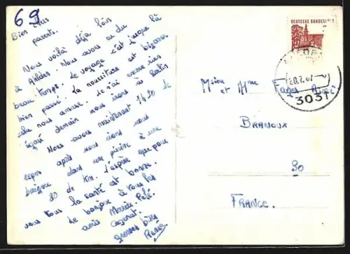 AK Ahlden, Kirche und Fachwerkhaus am Fluss