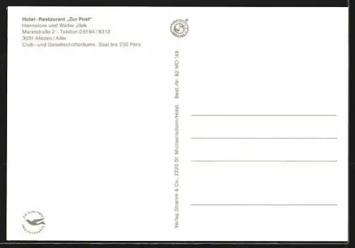 AK Ahlden /Aller, Hotel-Restaurant Zur Post, Inh. Hannelore u. Walter Jilek, Marktstrasse 2