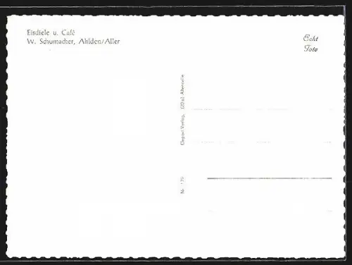 AK Ahlden /Aller, Kirche, Fachwerkhäuser, Torhaus, Eisdiele und Café W. Schumacher