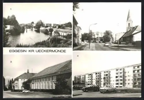 AK Eggesin /Ueckermünde, Randow, Bahnhofstrasse, HO-Gaststätte Hotel Mecklenburg, Neubauten