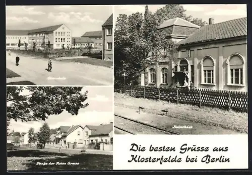 AK Klosterfelde bei Berlin, Schule, Kulturhaus, Strasse der Roten Armee