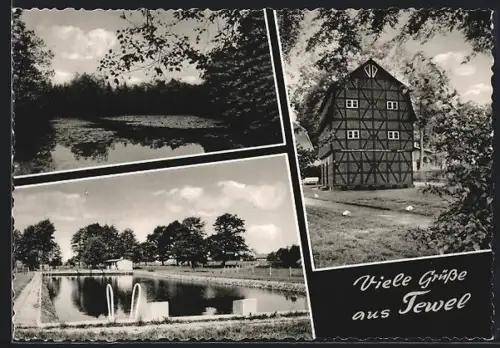 AK Tewel, Fachwerkhaus, Teich, Schwimmbad
