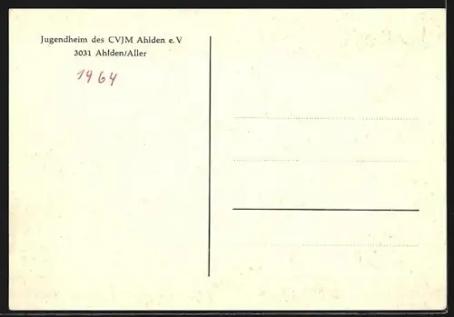 AK Ahlden /Aller, Jugendheim des CVJM, Speiseraum mit Weltkarte