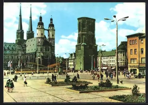 AK Halle /Saale, Marktplatz, Roter Turm, Marktkirche