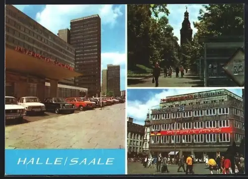 AK Halle /Saale, Interhotel Stadt Halle, Hansering, Centrum-Warenhaus