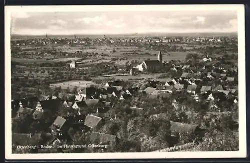 AK Ortenberg i. Baden, Ortsansicht, im Hintergrund Offenburg