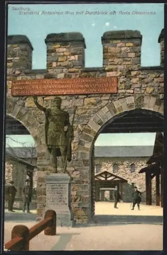 AK Saalburg / Taunus, Standbild Antoninus Pius, Porta Decumana