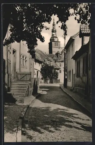 AK Bad Frankenhausen /Kyffh., Oberkirchgasse, Blick zur Kirche