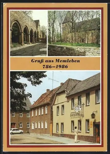 AK Memleben /Nebra, Klosterruine, Gasthaus Storchennest, 1200-Jahr-Feier 1986