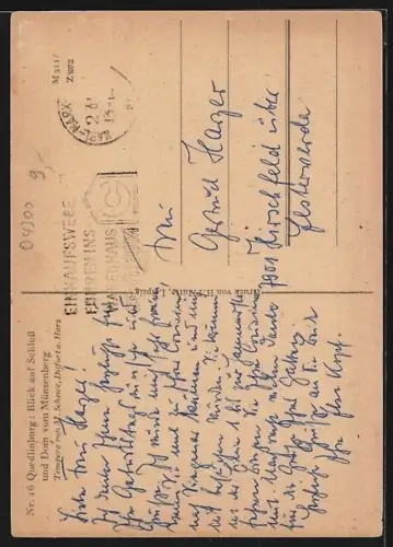 AK Quedlinburg, Blick auf Schloss und Dom vom Münzenberg