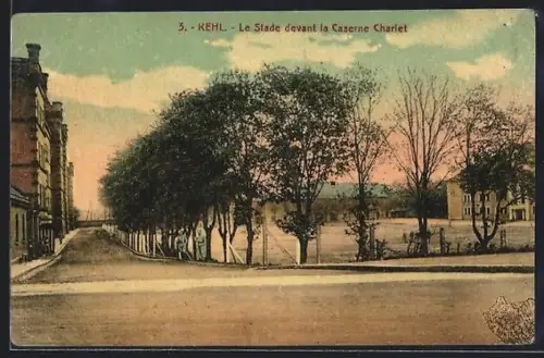 AK Kehl, Le Stade devant la Caserne Charlet
